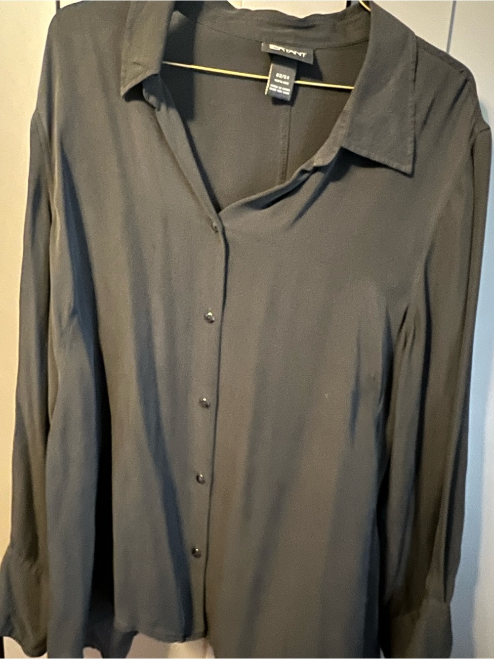 Lane Bryant Black Long-Sleeve Button-Down Shirt